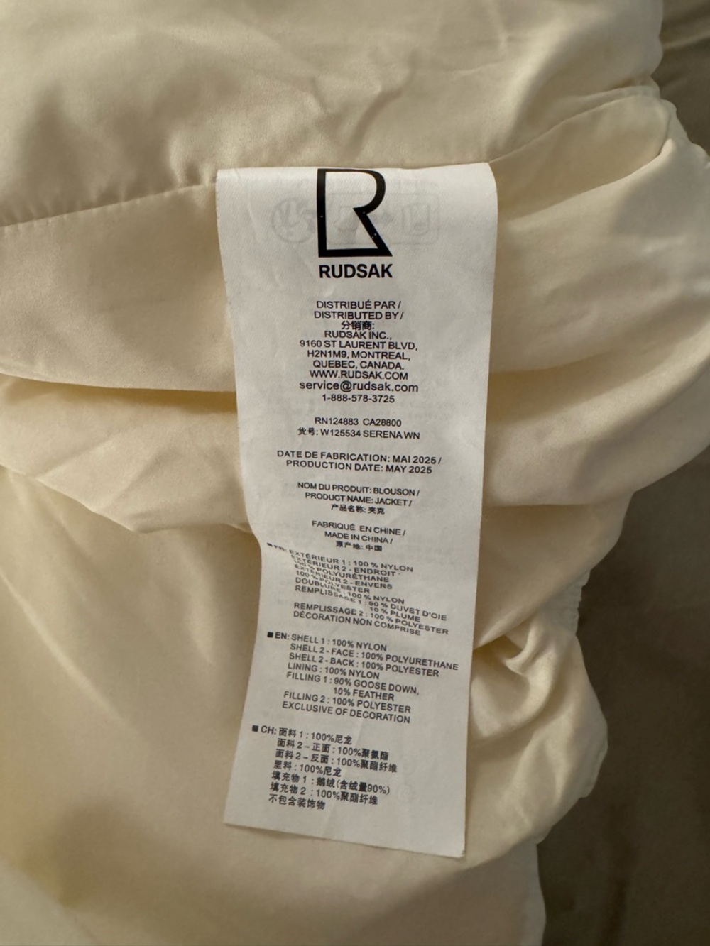 Cream Puffer Jacket - Rudsak - Picture 3 of 3